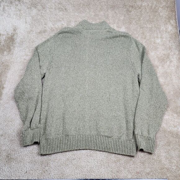 Chaps Henley Sweater Men's Large Long Sleeve Green Ribbed Hem Elbow Patch - Picture 4 of 7